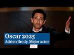 Adrien Brody dedica unas bonitas palabras a su pareja tras recoger el Oscar a Mejor actor