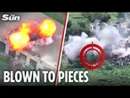 Ukraine drones ANNIHILATE three Russian howitzers as they explode in flames