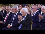 La capitana nazionale femminile di calcio Girelli si commuove mentre parla davanti a Mattarella