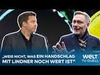 KLINGBEIL KNALLHART: „Weiß nicht, was ein Handschlag mit Lindner noch wert ist“ | WELT TV-DUELL