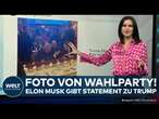 US-WAHL 2024: Reaktion auf Social Media! Elon Musk auf Wahlparty von Donald Trump