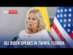 US First Lady, Jill Biden addresses a campaign rally in Florida