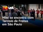 Milei se encontra com Tarcísio de Freitas em SP antes de participar de evento com Flávio Bolsonaro