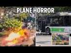 Shock moment plane smashes into busy road wiping out bus in fireball