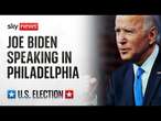 Joe Biden speaking in Philadelphia about his administration's support for unions