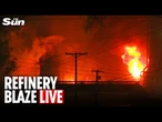 LIVE: Large fire burns at Chevron oil refinery after a huge explosion