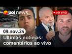 Lula, Marçal, morte em aeroporto e + l UOL News ao vivo Valmir Salaro, Carla Araújo e Andreza Matais