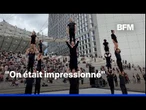 Les acrobates du Collectif XY transforment la dalle de La Défense en scène artistique