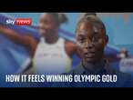 Olympic gold medallist talks about winning women's 100m sprint at the Paris games