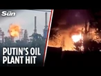 Ukrainian drones DESTROY Dagnotekh oil refinery after penetrating 1200 km of Russian airspace