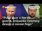 Zelensky quer cessar-fogo; Putin deseja fim da guerra por nova eleição na Ucrânia, diz especialista