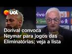 Dorival convoca Neymar, Estêvão e Wesley; veja lista completa da seleção brasileira; vídeo