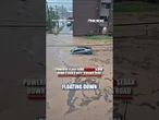 POWERFUL flash flood carries sedan down road #shorts #us #news #viral