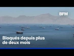 Blocage du détroit d'Ormuz: les images impressionnantes des bateaux à l'arrêt