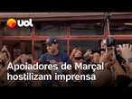 Apoiadores de Pablo Marçal hostilizam imprensa em frente ao colégio onde candidato vota