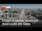 Imagens aéreas mostram destruição em Gaza após fim de guerra; cessar-fogo está no segundo dia