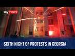 Watch live: Protesters demonstrate outside Georgian parliament in Tbilisi for a sixth night