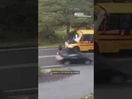 Massachusetts student almost hit by car while crossing street for school bus