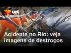 Colisão de helicópteros no Rio: veja imagens de destroços após acidente