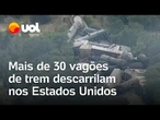 Acidente nos EUA: 35 vagões de trem descarrilham no Texas; veja imagens aéreas