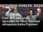 Eleições no Peru: com 94% das urnas apuradas, Roberto Sanchez ultrapassa Keiko Fujimori