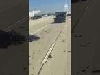 Dashboard camera video captures motorcycle crash on California freeway