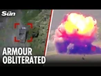 Russian armoured vehicle EXPLODES in huge fireball after precision Ukrainian drone strike
