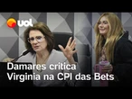 Damares critica Virginia Fonseca na CPI: "Ela vai vender mais garrafinhas. Tudo muito bem pensado"