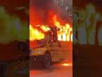 Moment a school bus in Cleveland Heights BURSTS into flames