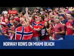 Norway fans row on Miami Beach ahead of quarter final against England