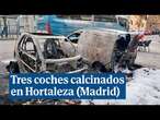 Arden tres coches tras un posible incendio provocado en el distrito de Hortaleza (Madrid)