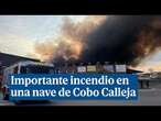 Importante incendio en una nave de 12 000 metros cuadrados en Cobo Calleja (Madrid)