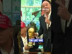 'CAN I KEEP IT?': FIFA president lets Trump hold the winner's trophy #shorts #usa #us #trump #sports
