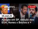 Apagão em SP acirra embate Nunes x Boulos; Tarcísio critica Enel, Trump x Kamala e mais | UOL News