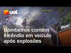 Vídeo mostra bombeiros combatendo fogo no carro de Francisco Wanderley Luiz após explosões; veja