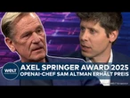 AXEL SPRINGER AWARD: OpenAI-Chef – Chat GPT-Macher Sam Altman für Beitrag bei KI-Entwicklung geehrt