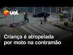 Criança é atropelada por moto na contramão, em faixa de pedestres de Belo Horizonte; veja vídeo