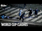Moment Argentina fans clash with police as riots erupt in Buenos Aires after World Cup defeat