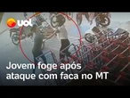 Mulher faz ataque com faca, foge e é procurada pela polícia no MT; vídeo mostra a ação