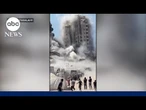 Israel levels high-rise tower in Gaza adjacent to Palestinian civilian encampment