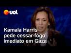 Eleições nos EUA: Kamala defende cessar-fogo em Gaza, mas diz que Israel tem direito de se defender