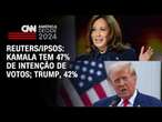 Reuters/Ipsos: Kamala tem 47% das intenções de voto; Trump, 42% | CNN PRIME TIME