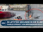HAMBURGER HAFEN: Familie rettet sich aus brennendem Sportboot– dramatische Rettung auf der Elbe!