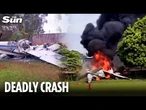Two killed after plane crashes and bursts into flames as passenger pulled out ALIVE