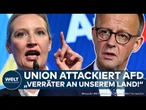 DEUTSCHLAND: Union feuert gegen AfD! Brandmauer wächst! Merz und Söder teilen heftig aus
