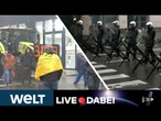 BAUERNPROTESTE IN BRÜSSEL: Feuer, Böller und Zusammenstöße mit der Polizei! | WELT Stream
