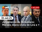 Julgamento de Bolsonaro no STF: Barroso fala em 'missão difícil', Moraes libera visita de Lira e +