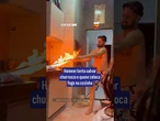 Homem tenta salvar churrasco e quase coloca fogo na cozinha