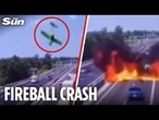 Horror moment plane nosedives & smashes into busy motorway killing two