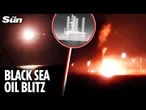 Leaked footage shows extent of Ukraine's MASSIVE blitz on Black Sea oil rig amid Putin's denial